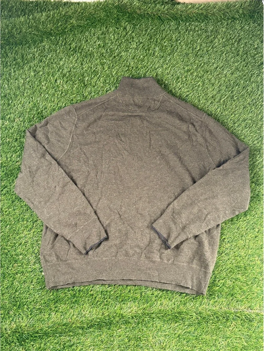 Vintage Polo Ralph Lauren Quarter Zip Sweater Gray 100% Lambs Wool Mens Size XL